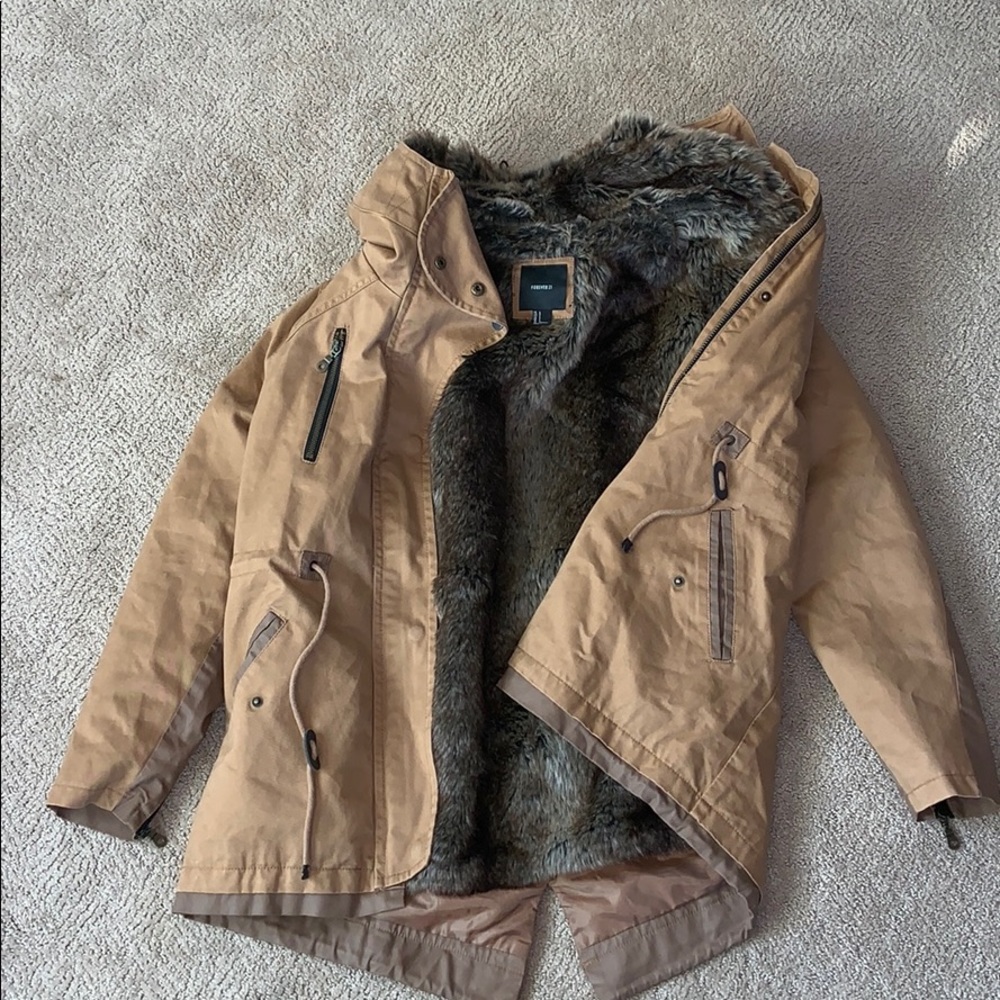 Forever 21 winter fur utility jacket